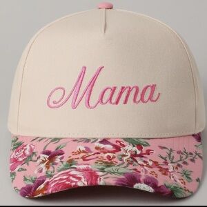 116- Floral 'Mama' Cap with Pink Embroidery